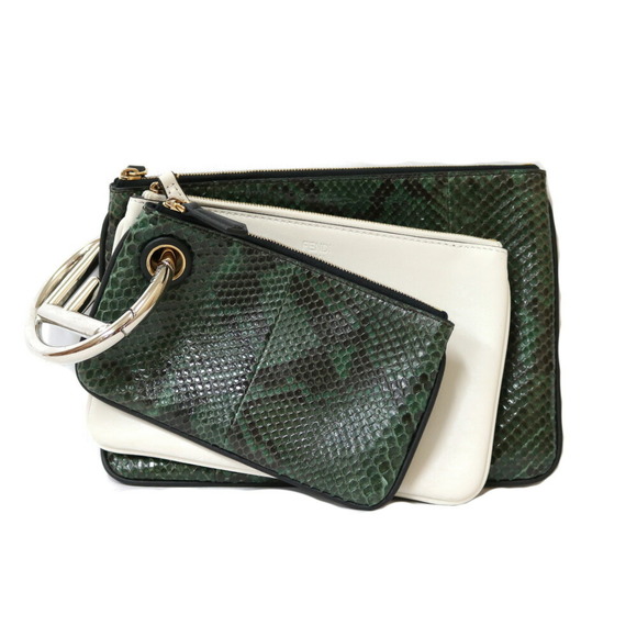Fendi | Bags | Fendi Triplet Bag Clutch Leather Green Ladies | Poshmark